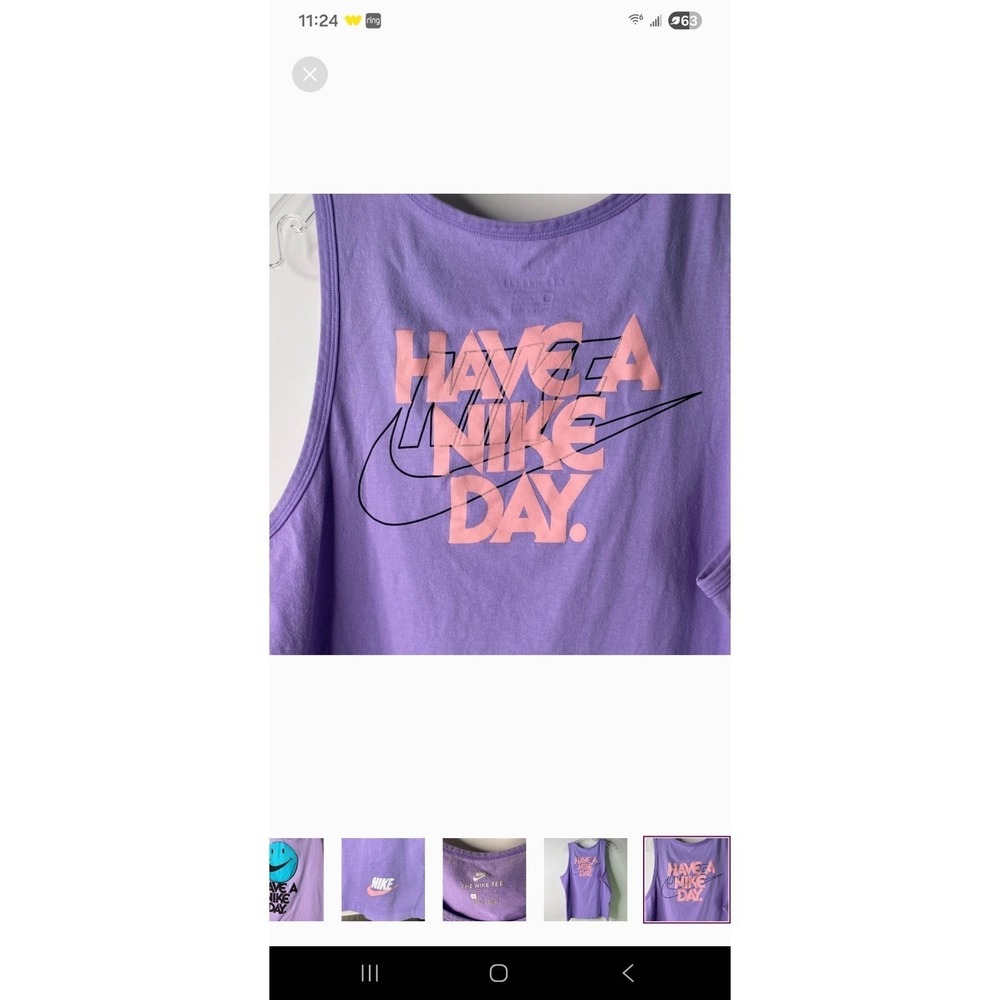 Nike Lavender Tank Top with Blue Smiley Womens Size Large - Picture 6 of 10
